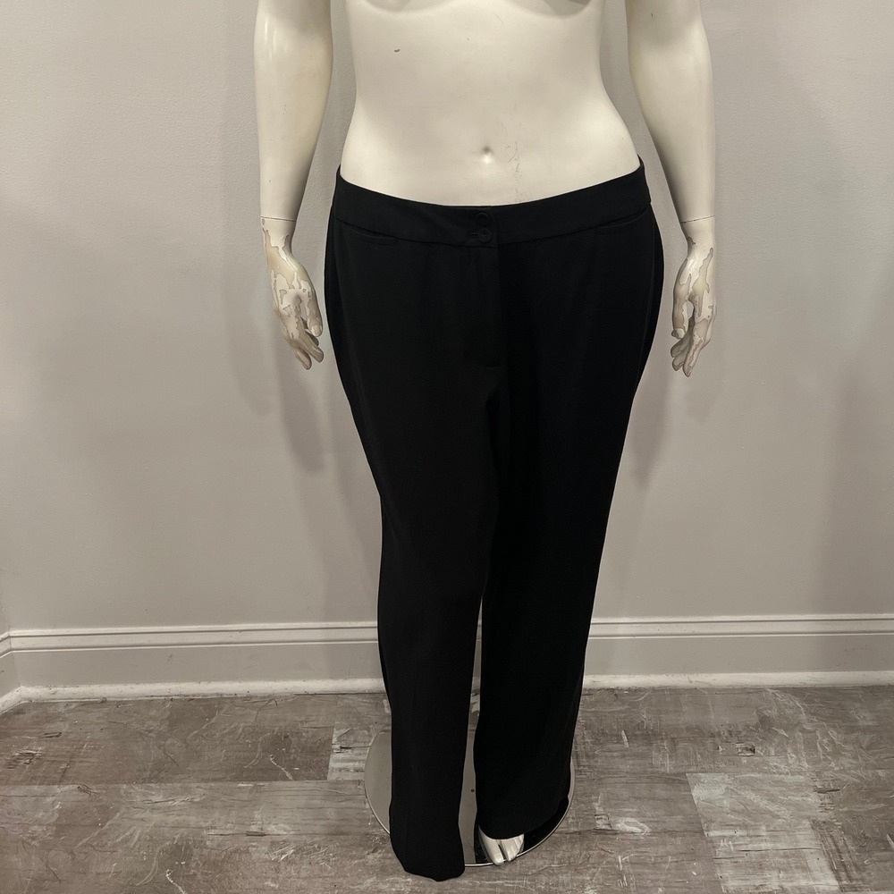 Talbots Woman 18W Black Heritage Dress Pants Straight Leg Wool Blend Trousers